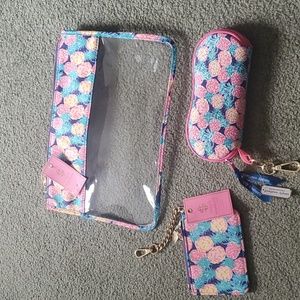 Pineapple Design Zippered Bag, Coin Purse and Eye Glass Case